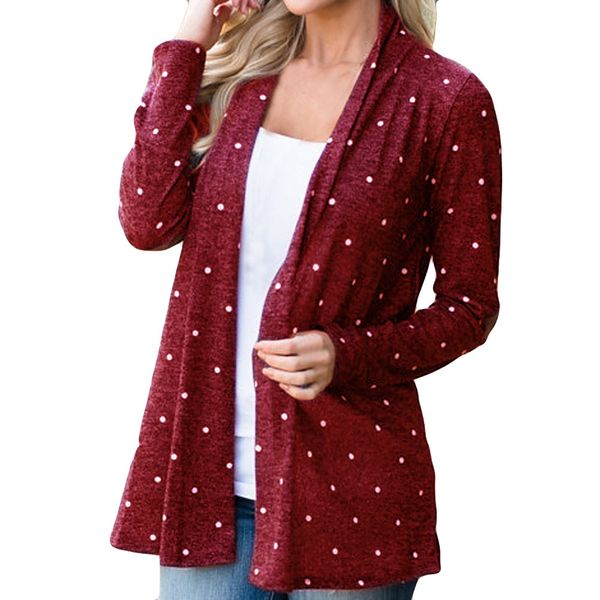

2019 newly women fashion plus size print dot long sleeve colorful smock patchwork coat hipping 40pno25, Black;brown