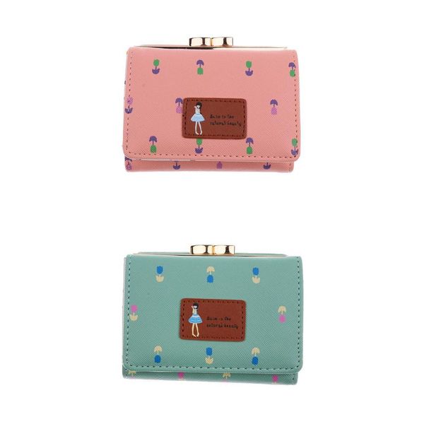 

2 pieces womens bifold wallet clutch card purse short handbag, Red;black