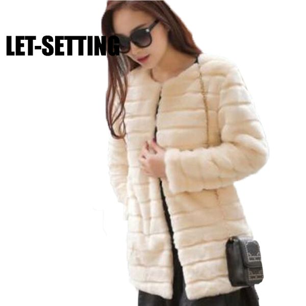 

let-setting faux fur winter coat women leather grass imitation long sections faux fur coat large size, Black