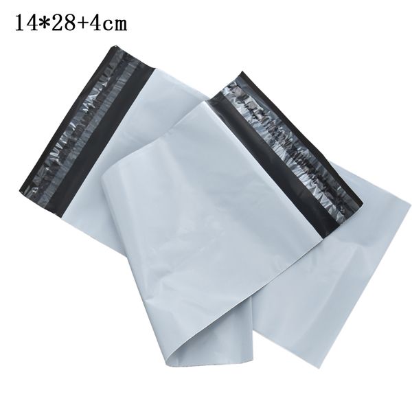

14x28+4cm plastic courier mailing package bag post envelope shipping bags self adhesive white plastic mailer packaging pouch retail 100pcs