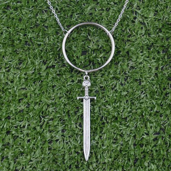 

vintage gothic swords necklace silver witchy amulet jewelry for gift