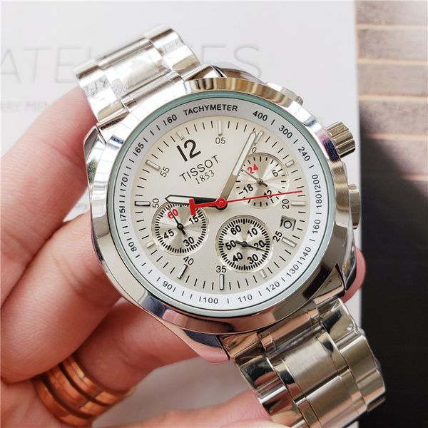 

tt brand men's luxury watch 40mm stainless steel men's watch all small dial work tt brand luxury watches for mens relojes, Slivery;brown