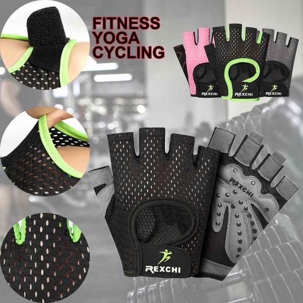 

gym gloves half finger gym dumbbell weightlifting fitness gloves training exercise breathable non-slip sports equipment, Black