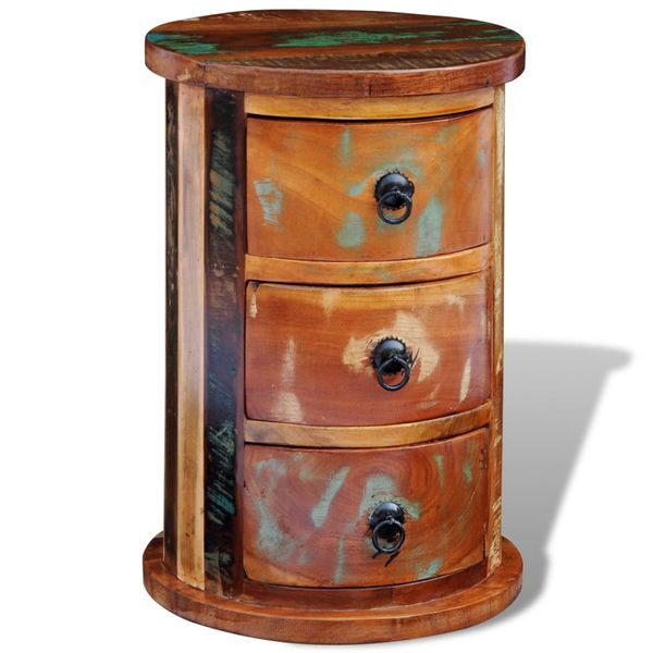 

reclaimed solid wood round cabinet with 3 drawers kitchen furniture