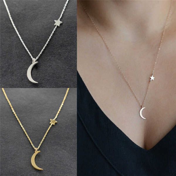 

necklace jewelry moon chain star pendant choker gold women's long simple silver