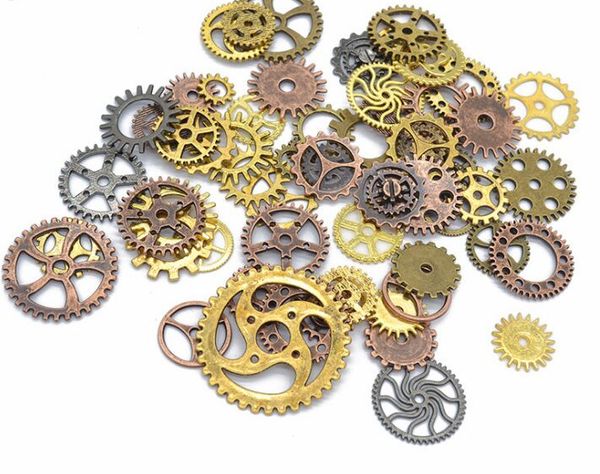 100 peças / lote Metal Do Vintage Steampunk Encantos Diy Acessórios de Moda Relógio Engrenagem Pingente Encantos para Fazer Jóias