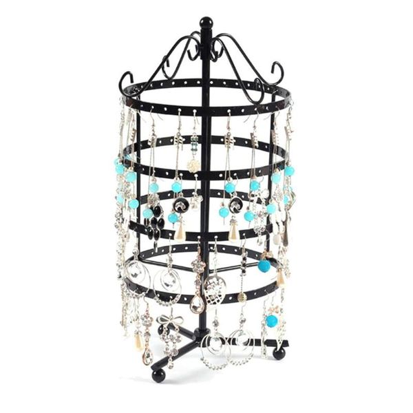 

144 holes metal jewelry rack necklace holder organizer rotary display stand beautiful practical convenient easily to bring gifts, Pink;blue