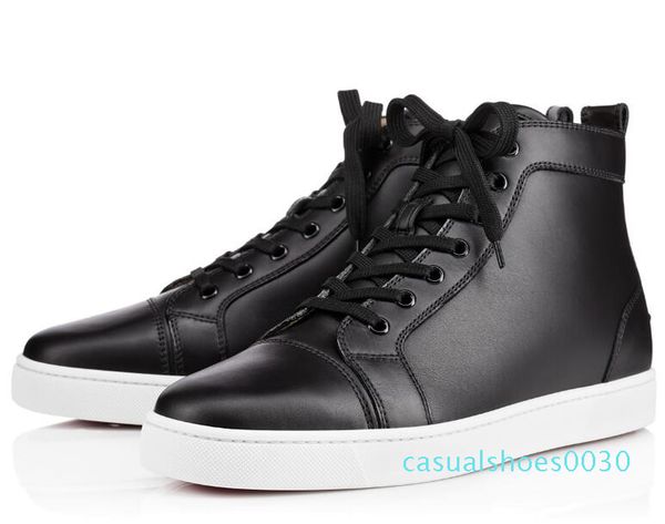 

classic high red bottom sneakers for men luxury black leather fashion casual outdoor men womens designer leisure big size 35-47 30c