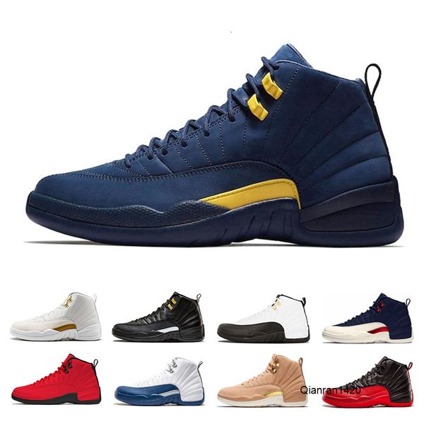 

12 12s bulls gym red men basketball shoes unc taxi nubuck college navy flu game french gamma blue trainer sports sneakers 41-47