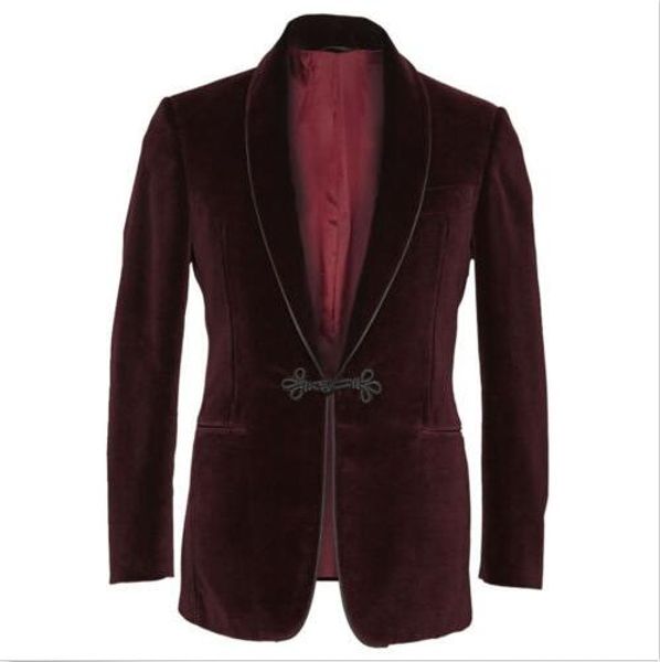 

burgundy black velvet smoking jackets shawl lapel formal tuxedos loose vintage retro dinner party prom suit blazer(1 jacket, White;black