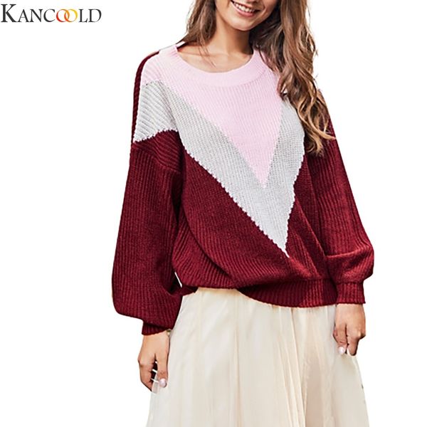 

kancoold autumn sweater women long sleeve patchwork knitted open front rainbow striped women new arrival cloth, White;black