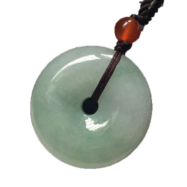 

myanmar emerald pendant hand carved dropshipping lucky amulet safety button lovers necklace with chain for men women gift, Silver