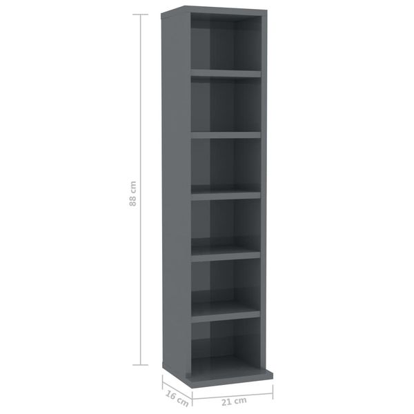 

cd cabinet high gloss grey 21x16x88 cm chipboard living room furniture