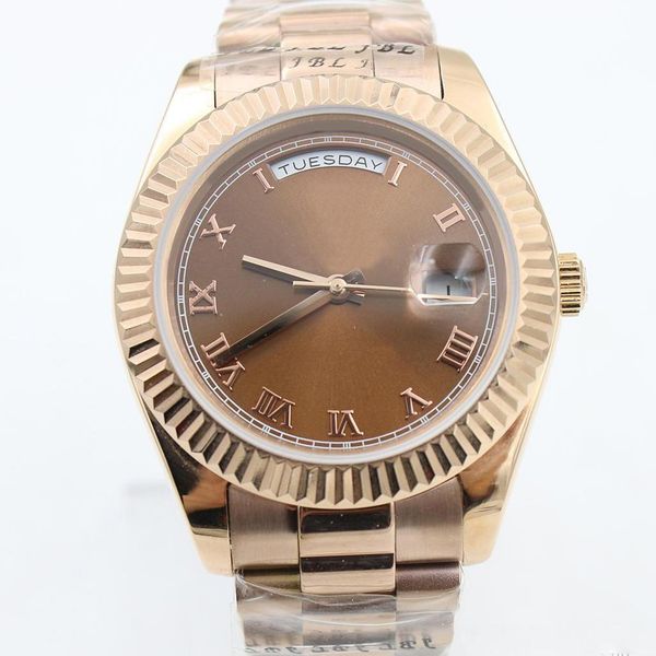 

2020 rose gold watches men fashion watches mans mechinal watch 40mm size sapphire glass high quality, Slivery;brown