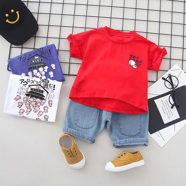 

2020 летняя новая одежда для мальчиков костюм для девочек футболка + брюки 2 детский спортивный костюм детская одежда 2 3 4 5 6 лет, White