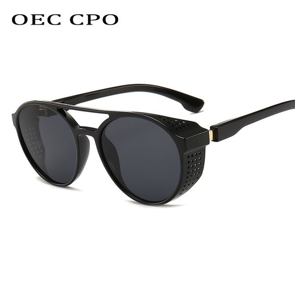 

oec cposteampunk men sunglasses 2019 new fashion round sun glasses men female shades black red brown eyewear oculos uv400l15