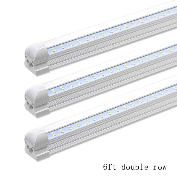 6000K Bianco 6FT 42W LED a doppia fila integrato T8 Tubo 4200LM SMD2835 Apparecchio di illuminazione fluorescente a led da 1,8 m AC100-305V