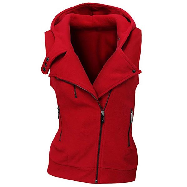 

jaycosin 2019 female casual winter pockets hooded zip-up lightweight vest coats pockets thick comfortable sleeveless jacket116#4, Black;white