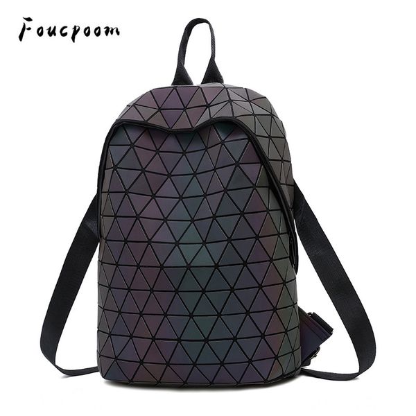 

luminous backpacks women geometric lapbackpack for men shoulder backpack school holographic rucksack female trave school bag
