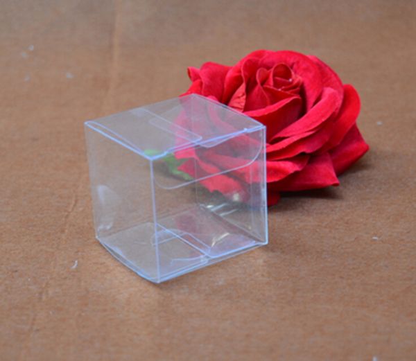 

size 3*3*3cm mini chocolate box clear plastic wedding candy gift boxes for guests,small pvc jewelry display decoration box