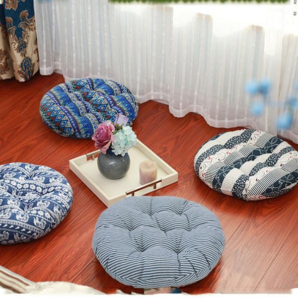 

cotton and linen computer chair dining tatami round cushion office pad thickening student bench rattan chair bucushion