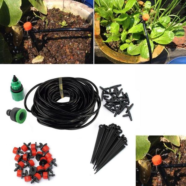 

1 set 5m-25m diy micro drip irrigation system plant automatic self watering garden hose kits with connector adjustable dripper