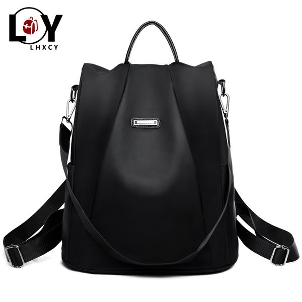 

leather belt waterproof oxford backpack women high capacity solid color backpack for teens leisure black backpacks