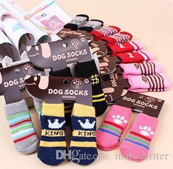 

pet dog anti slip socks dog cat winter warm cotton socks cute puppy apparel 4 pcs
