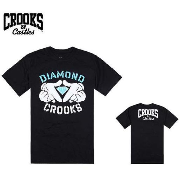 

оптовая продажа-5 стиль мода 2013 человек хип-хоп совершенно новый стиль мошенники замки и алмаз летняя рубашка мужская футболка, White;black