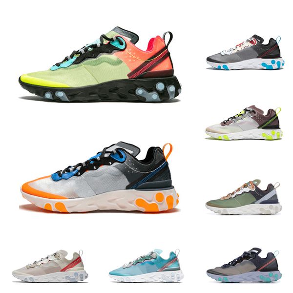 

React Element 87 men women fashion runining shoes volt racer pink total orange sail designer Sneakers sport Trainer size 36-45
