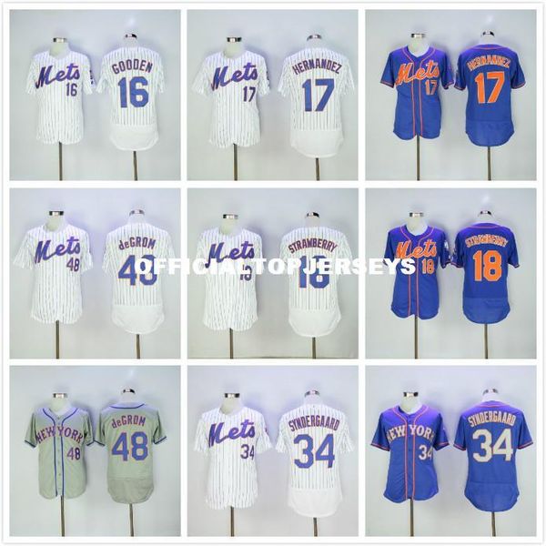 

16 dwight gooden 17 keith hernandez 48 jacob degrom flexbase jersey, Black;blue
