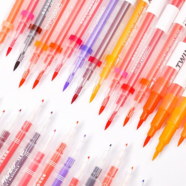 

superior 6/12/24/36colors fineliner drawing painting watercolor art marker pens dual tip brush pen school supplies stationery