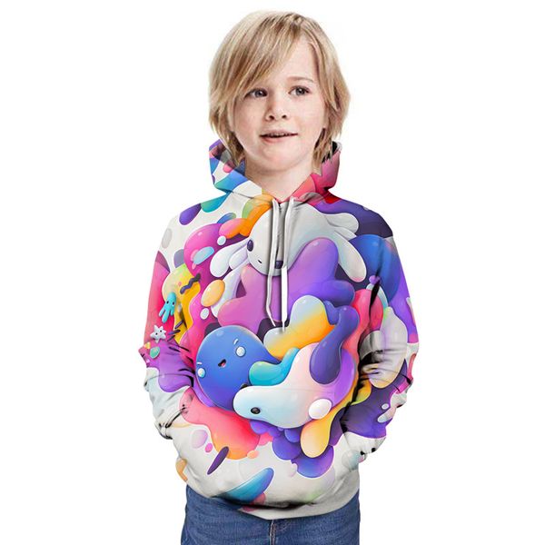 

new 3d digital printing children's hooded sweater children's clothing sweater bottoming shirt baseball uniform cool and comfortabl, Black