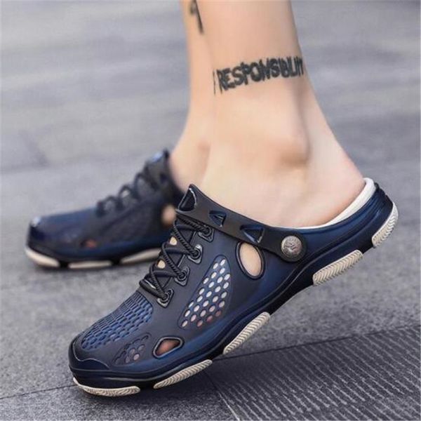 

new designer summer casual men's sandals scattered on the big section large size baotou men's shoes beach shoes hole, Black