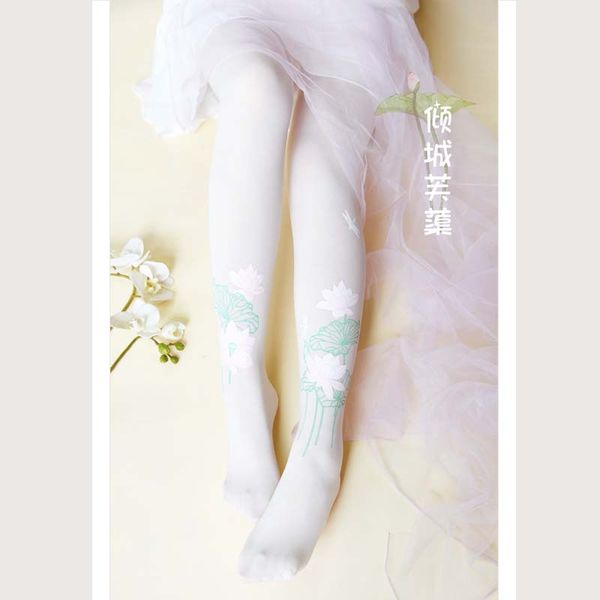 

japanese sweet cute lolita tights stockings lotus flower print women girls pantyhose cosplay teen girls kawaii socks, Black;red