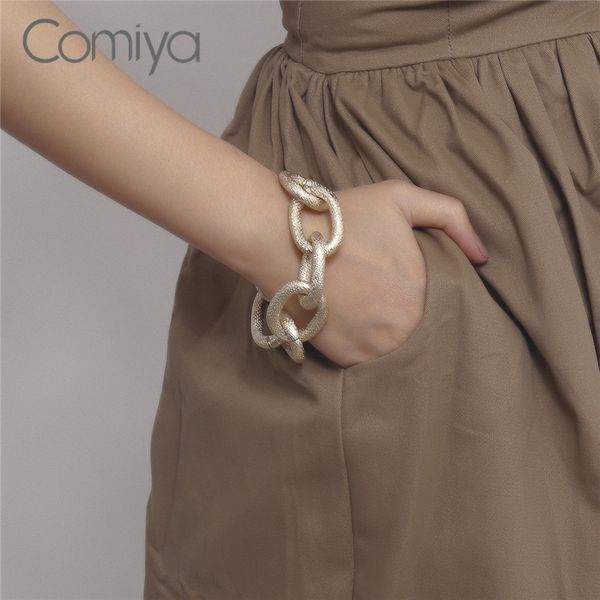 

link, chain comiya bracelets charms korean bracelet accessoreis big gold color zinc alloy bangle bijoux jewelry mujer, Black