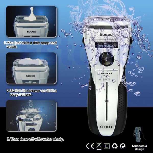 

electric cordless rechargeable razor facial shaver double edge foil trimmer