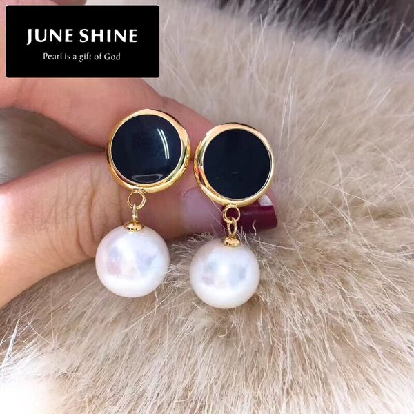 

de013 freshwater pearl drop earring , delivery, Golden;silver