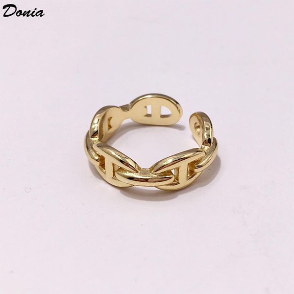 

donia jewelry ring fashion hand inlaid with zircon a row of pig nose european and american creative men and women open ring gift, Silver