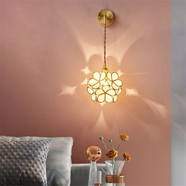 

novelty europe colorful flower glass wall lamp led indoor lamp vintage restaurant bar cafe shop porch lighting fixture ac110-265
