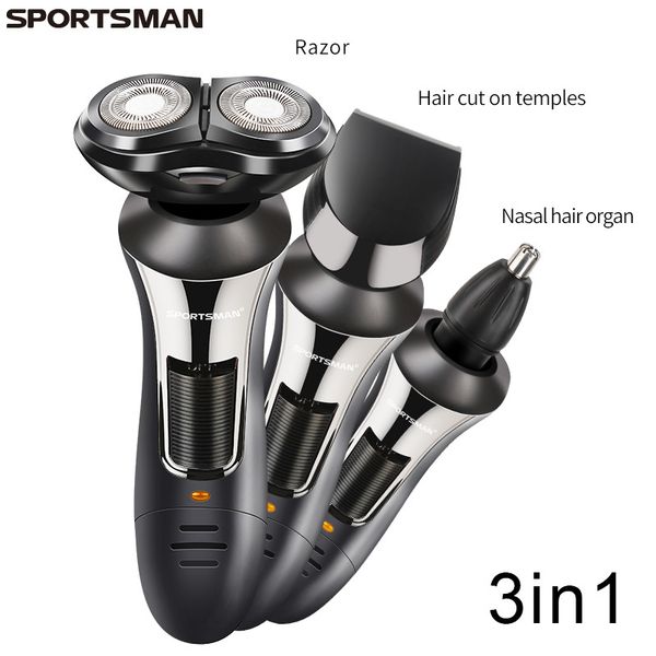 

3in1 kit wet dry electric shaver rotary male shaving machine pro electric razor rechargeable beard nose hair beard trimmer