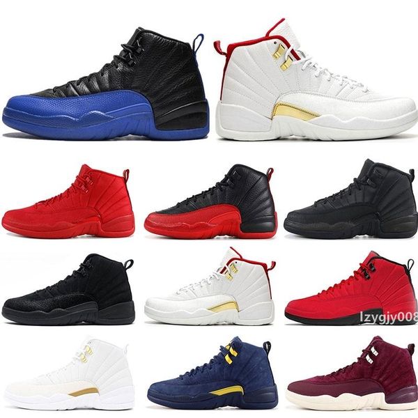 

mens 12s basketball shoes fiba game royal winterize gym red michigan bordeaux 12 the master flu game taxi sports sneaker trainers size 7-13