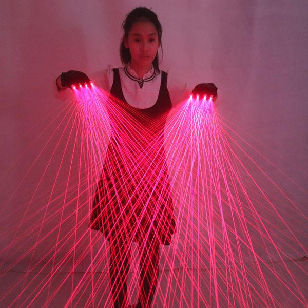 2 in 1 mehrzeilige rote Laserhandschuhe mit 4 Stück 650 nm 100 mW Laser, Disco-LED-Laserhandschuhe für LED-Leuchtkostüme