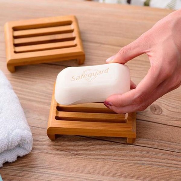 

natural bamboo soap dishes tray holder bathroom soap rack plate box container