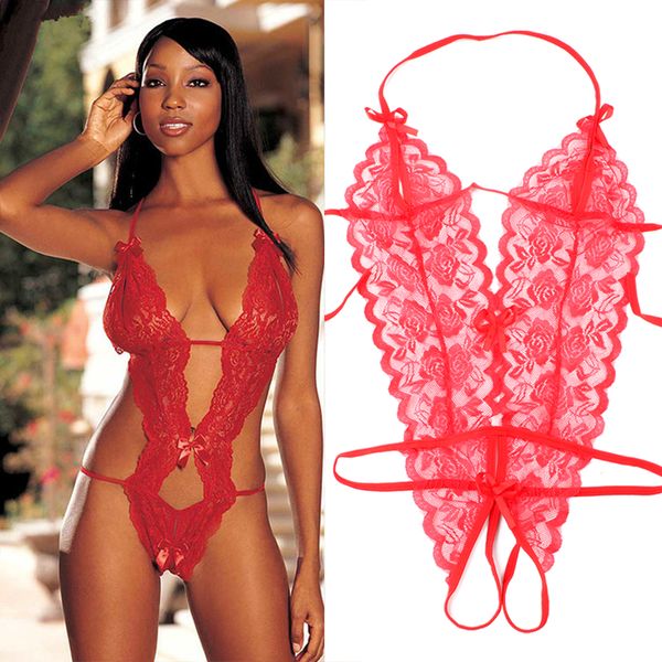 

erotic lingerie costumes lace siamese perspective three-point underwear g-string christmas lingerie products, Red;black