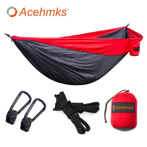 

acehmks outdoor hammock with 6 meters tree ropes nylon folding ultralight portable hammocks for travel campus leisure 300*200 cm