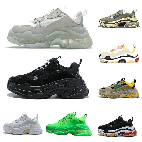 

paris triple s clear bottom green shoes low sneakers triple s men's and women daddy platform sports trainers shoes 36-45, Black
