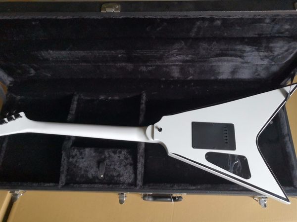 

custom white electric guitar solid body black binding 1-h pickup black hardwares