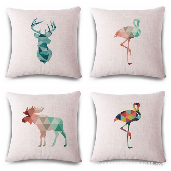 

hand geometry animal cotton and linen flax pillow back cushion cushion can customized