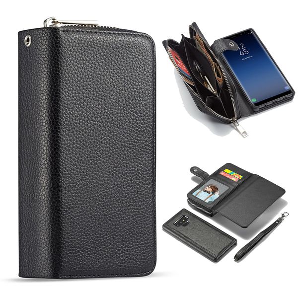 

leather wallet case for samsung s8 s9 plus note 9 card pocket detachable removable back cover for samsung note 8 s7 edge